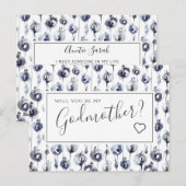 Blue Floral Godmoeder Voorstel Kaart (Voorkant / Achterkant)