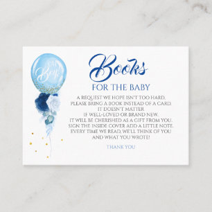 Blue Floral Gold Baby shower boeken voor Baby Visitekaartje