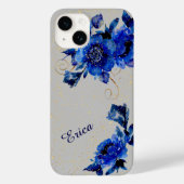 Blue Floral Gold Confetti Case-Mate iPhone Case (Achterkant)