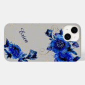 Blue Floral Gold Confetti Case-Mate iPhone Case (Achterkant (horizontaal))