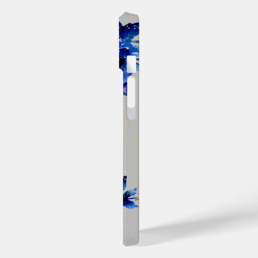 Blue Floral Gold Confetti Case-Mate iPhone Case (Achterkant / Links)
