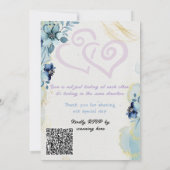 Blue Floral Gold Elegant Wedding Invitation Set Kaart (Achterkant)