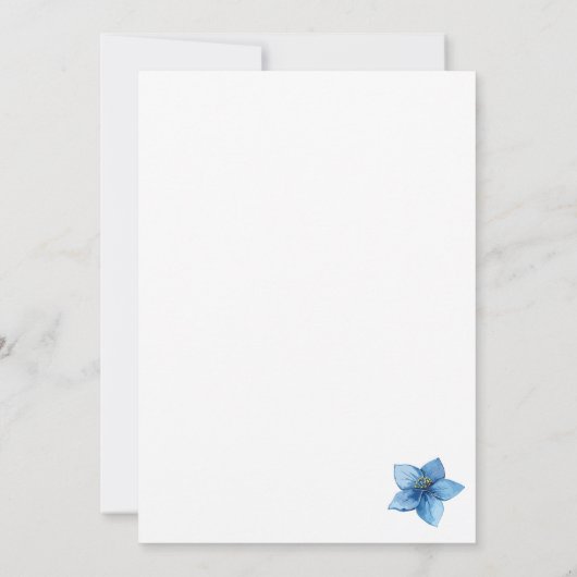 Blue Floral Gold Frame 35th Wedding Anniversary Kaart (Achterkant)