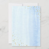 Blue Floral Gold Glitter Balloon Baby shower Kaart (Achterkant)