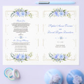 Blue Floral Gold Glitter Lijst huwelijksprogramma (Enkel)