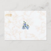 Blue Floral Gold Marble Wedding Enclosure Kaart (Achterkant)