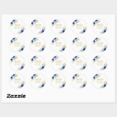 Blue Floral & Gold Ronde Sticker (Vel)