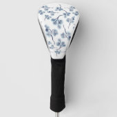 Blue Floral Golf Head Hoesje Golfheadcover (Voorkant)