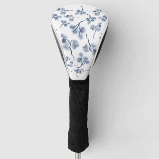 Blue Floral Golf Head Hoesje Golfheadcover (Voorkant)