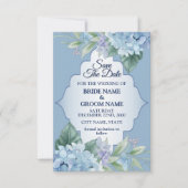 Blue Floral Green Leaves Frame Elegant Wedding Save The Date (Voorkant)