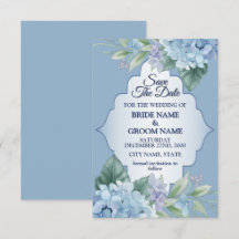 Blue Floral Green Leaves Frame Elegant Wedding