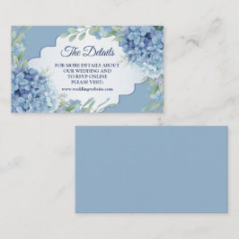 Blue Floral Green Leaves Frame Wedding Detail Informatiekaartje
