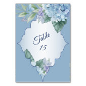 Blue Floral Green Leaves Frame Wedding Party Kaart (Achterkant)