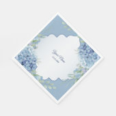 Blue Floral Green Leaves Frame Wedding Party Servet (Hoek)