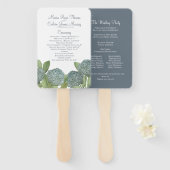 Blue Floral Greenery Botanical Wedding Ceremony Handwaaier (Voorkant en achterkant)