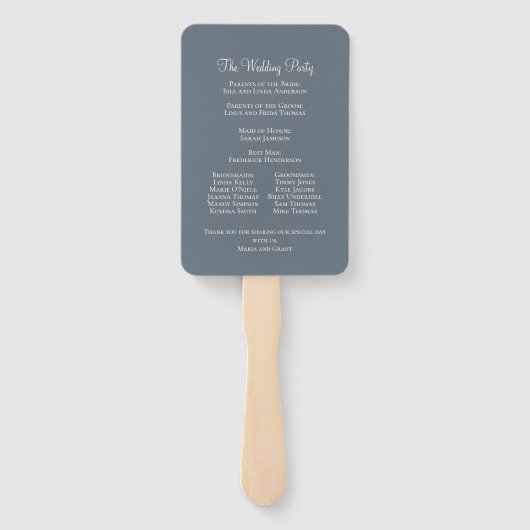 Blue Floral Greenery Botanical Wedding Ceremony Handwaaier (Achterkant)