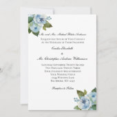 Blue Floral Greenery Elegant Formal Wedding Kaart (Voorkant)