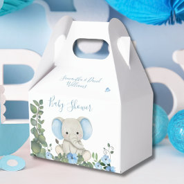 Blue Floral Greenery Elephant Baby shower Bedankdoosjes