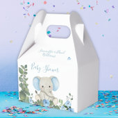 Blue Floral Greenery Elephant Baby shower Bedankdoosjes