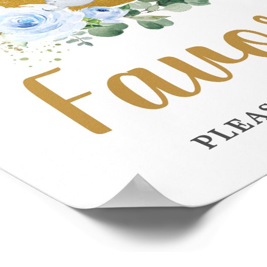 Blue Floral Greenery Elephant Crescent Moon Favors Poster (Hoek)