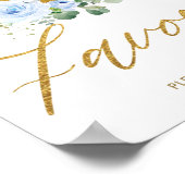 Blue Floral Greenery Elephant Crescent Moon Favors Poster (Hoek)