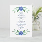 Blue Floral Greenery Foliage Bachelorette Party Kaart (Staand voorkant)