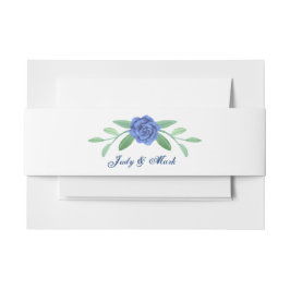 Blue Floral Greenery Foliage Invitation Belly Band Uitnodigingen Wikkel