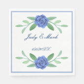 Blue Floral Greenery Foliage Paper Napkins Servet (Voorkant)