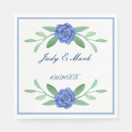 Blue Floral Greenery Foliage Paper Napkins Servet