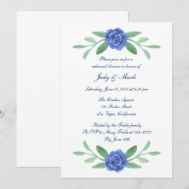 Blue Floral Greenery Foliage Rehearsal Dinner Kaart