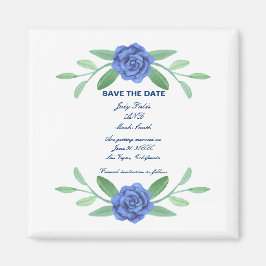 Blue Floral Greenery Foliage Save the Date Magnet