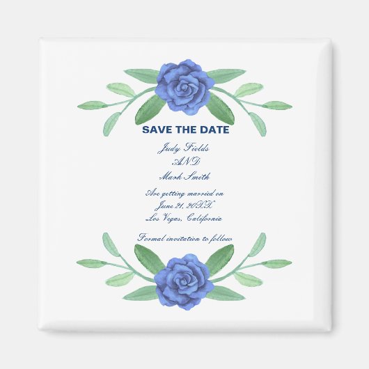 Blue Floral Greenery Foliage Save the Date Magnet (Voorkant)
