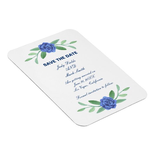Blue Floral Greenery Foliage Save the Date Magnet Magneet (Rechterzijde)