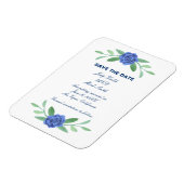 Blue Floral Greenery Foliage Save the Date Magnet Magneet (Linkerzijde)