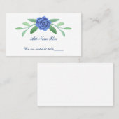 Blue Floral Greenery Foliage Table Place Card Plaatskaartje (Voorkant / Achterkant)