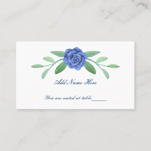 Blue Floral Greenery Foliage Table Place Card Plaatskaartje (Voorkant)