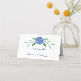 Blue Floral Greenery Foliage Table Place Card Plaatskaartje