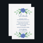 Blue Floral Greenery Foliage Wedding Details Kaart<br><div class="desc">Met inbegrip van al je trouwdaggegevens is een belangrijk onderdeel van je huwelijksuitnodiging. Het toevoegen van ontvangstkaarten of informatiekaarten,  samen met uw huwelijksuitnodiging is de juiste manier om details over uw feestdag na de ceremonie,  hotelinformatie en meer mee te delen.</div>
