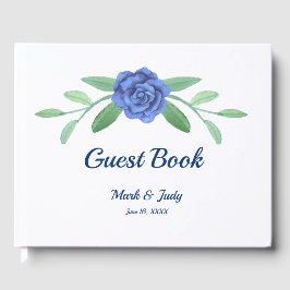 Blue Floral Greenery Foliage Wedding Guestbook Gastenboek