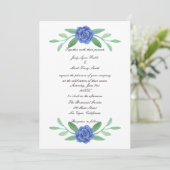 Blue Floral Greenery Foliage Wedding Invitation Kaart (Staand voorkant)