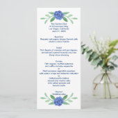 Blue Floral Greenery Foliage Wedding Menu Kaart (Staand voorkant)