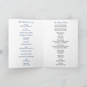 Blue Floral Greenery Foliage Wedding Program Kaart (Binnen)