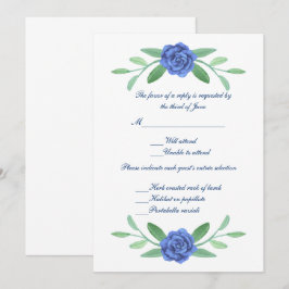 Blue Floral Greenery Foliage Wedding Response Kaar Kaart