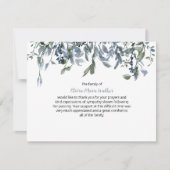 Blue Floral Greenery Funeral Script Hartelijk dank Bedankkaart (Voorkant)