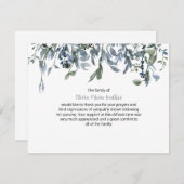 Blue Floral Greenery Funeral Script Hartelijk dank Bedankkaart (Voorkant / Achterkant)