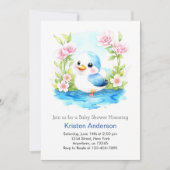 Blue Floral grillige eendenjongen Baby shower Kaart (Voorkant)