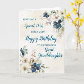 Blue Floral Grote Kleindochter Verjaardag Kaart (Gele Bloem)