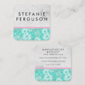 Blue Floral Grunge Texture Vierkante Visitekaartje (Voorkant / Achterkant)