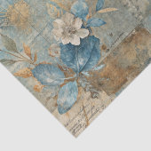 Blue Floral Grungy Distressed Ephemera Collage Tissuepapier (Detail)