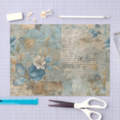 Blue Floral Grungy Distressed Ephemera Collage Tissuepapier (Craft)